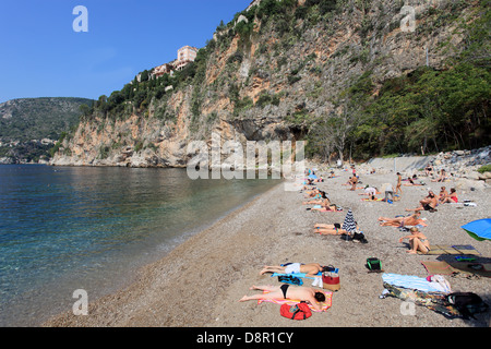 La plage de la Mala à Cap d'Ail, Côte d'Azur Banque D'Images