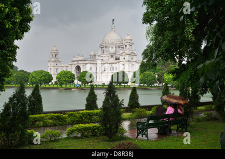 Victoria Memorial pendant la mousson, Kolkata, Inde Banque D'Images