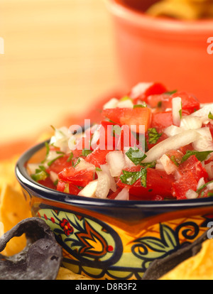 Pico de Gallo fraîche avec des croustilles de salsa Banque D'Images