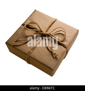 Paquet Paquet emballé de papier kraft corde liée Banque D'Images