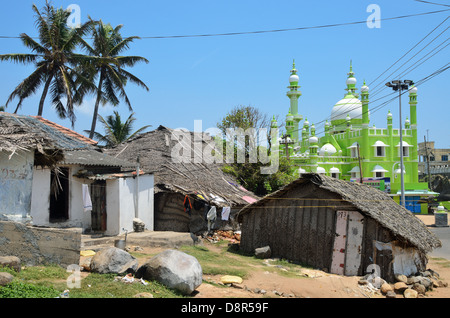 Village Vizhinjam avec mosquée, Kovalam, Kerala, Inde Banque D'Images