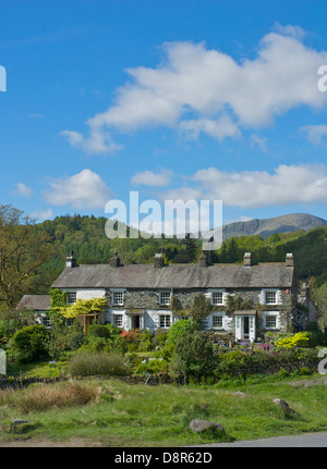 Rangée de cottages dans le village de Great Langdale, Langdale, Parc National de Lake District, Cumbria, Angleterre, Royaume-Uni Banque D'Images