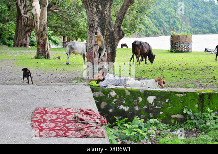 Sur les rives du Gange, Rishikesh, Inde Banque D'Images