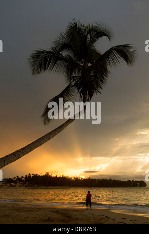 Coucher du soleil à Punta Poppy beach, République dominicaine. Banque D'Images