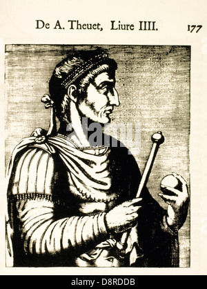 Constantin I ou Constantin le Grand (272-337), empereur romain, bois coupé Portrait par André Thevet, 1584 Banque D'Images