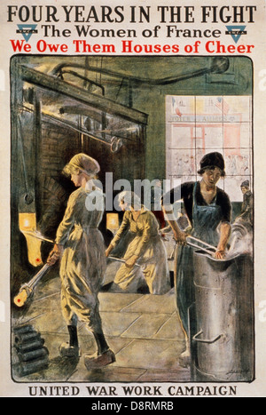 Quatre ans dans la lutte - Les Femmes de France 1918 affiche de propagande américaine Banque D'Images
