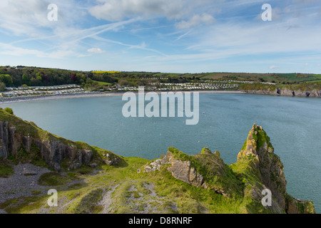 Lydstep Haven Pembrokeshire Wales. À côté de Tenby et de Manorbier et près de l'île de Caldey à distance. Banque D'Images