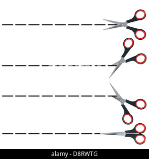 La section lignes avec des ciseaux, set Banque D'Images