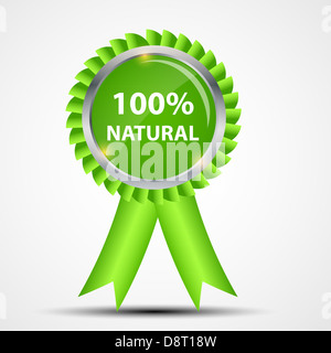 100 % naturel label vert isolé sur blanc.vector illustration Banque D'Images