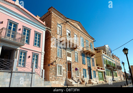 La ville d'Ermoupolis à Syros Island en Grèce. Vaporia salon Banque D'Images