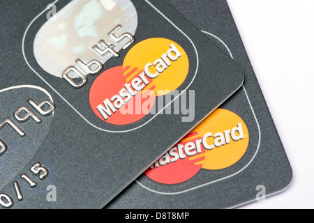 Deux cartes de paiement Mastercard Banque D'Images