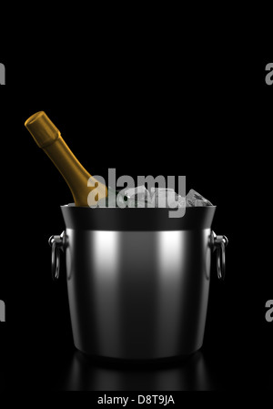 Bouteille de champagne seau à glace avec isolated Banque D'Images