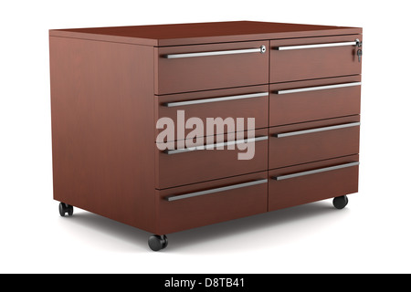 Commode en bois isolé sur blanc Banque D'Images