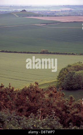 Petit crop circle vu de collines près de Alton Barns, Wiltshire Banque D'Images