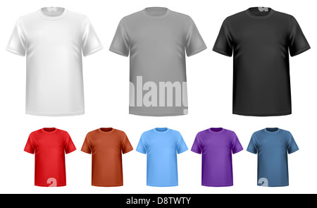 Le noir et blanc et couleur hommes T-shirts. Modèle de conception. Vector Banque D'Images