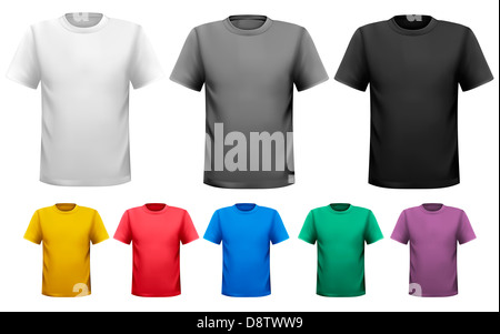 Le noir et blanc et couleur hommes T-shirts. Modèle de conception. Vector Banque D'Images