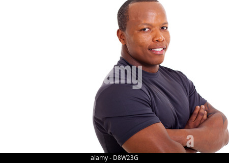Portrait d'homme africain musclé sur fond blanc Banque D'Images