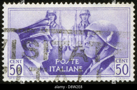 Timbre avec Hitler et Mussolini Banque D'Images