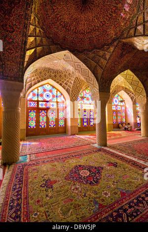 L'Iran, Shiraz, mosquée Nasir Ol Molk Banque D'Images