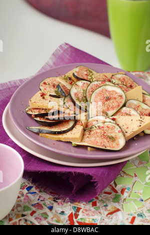 Carpaccio de figues au foie gras Banque D'Images