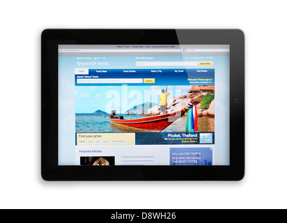 Montrant l'écran de l'iPad en ligne site web Yahoo Travel - Voyage d 'information Banque D'Images