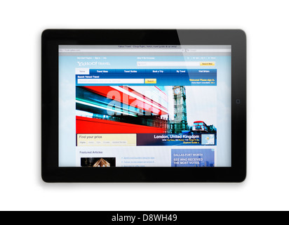 Montrant l'écran de l'iPad en ligne site web Yahoo Travel - Voyage d 'information Banque D'Images