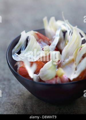 Dublin Bay prawn,fenouil cru,Pomme Granny Smith et salade de gingembre Banque D'Images