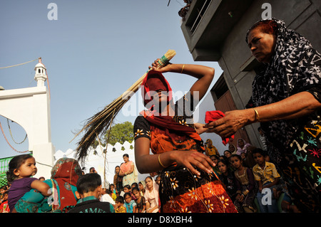 Les Siddis, un Afro-Indian vie communautaire dans le Gujarat. Banque D'Images