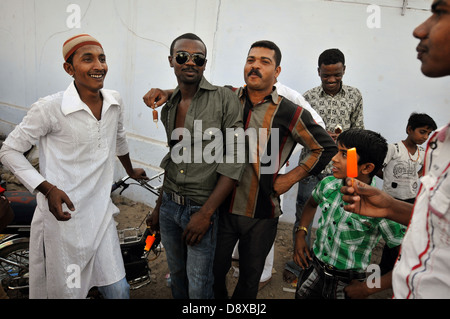 Les Siddis, un Afro-Indian vie communautaire dans le Gujarat. Banque D'Images