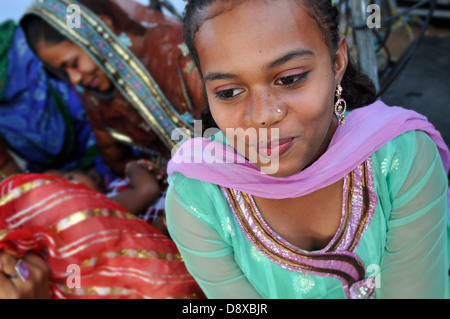 Les Siddis, un Afro-Indian vie communautaire dans le Gujarat. Banque D'Images