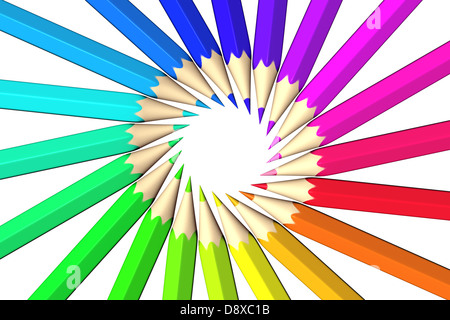 Crayons de couleur arc-en-ciel Banque D'Images