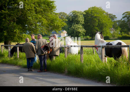 Appleby, Cumbria, Royaume-Uni. 6 juin, 2013. Une rencontre des esprits, de l'échange à l'arrêt Appleby Horse Fair de Cumbria. La foire est un rassemblement annuel de Tsiganes et Voyageurs qui a lieu sur la première semaine de juin, et n'a eu lieu depuis le règne de Jacques II, qui ont accordé une charte royale en 1685 permettant à un cheval juste 'près de la rivière Eden'. Credit : Mar Photographics/Alamy Live News Banque D'Images