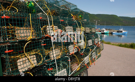 Les casiers à homards retiré le dernier jour de la saison de pêche au homard dans la région de Englishtown, Banque D'Images
