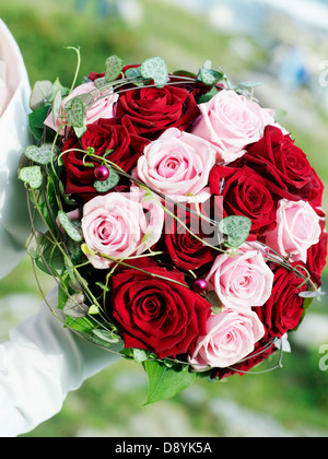 Un bouquet de mariée, close-up, en Suède.