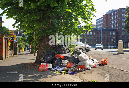 Brighton UK 6 Juin 2013 - Les déchets ne sont pas collectés sur l'Avenue de Stanford dans la région de Brighton Preston Park Banque D'Images