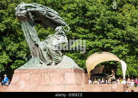 Un dimanche après-midi récital de piano sous la statue de Chopin à Varsovie, Parc Lazienki. Banque D'Images