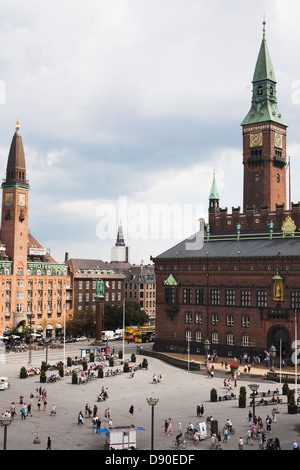 La place de l'Hôtel de Ville, Copenhague, Danemark. Banque D'Images