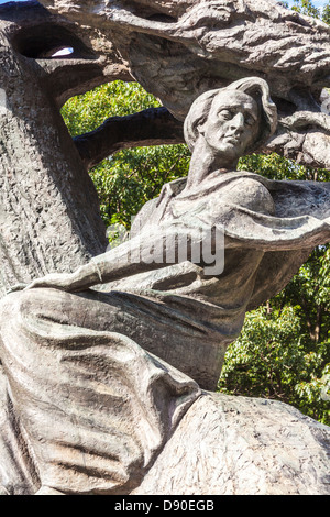 Statue en bronze de Frédéric Chopin par Wacław Szymanowski dans parc Lazienki Royal Łazienki Królewskie Varsovie (). Banque D'Images