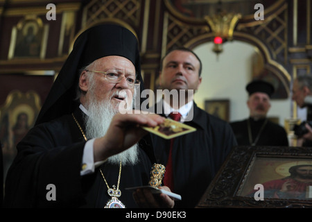 Le Patriarche Bartholomaios I de Constantinople visites Prague, République tchèque, le 23 mai 2013. Banque D'Images