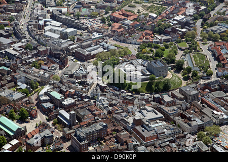 Vue aérienne du centre-ville de Norwich Banque D'Images