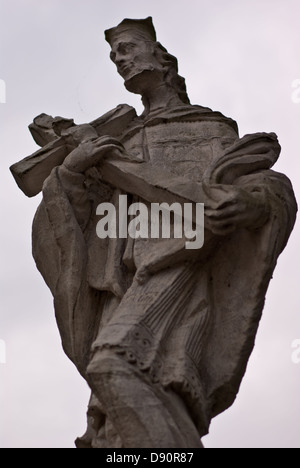 Statue de saint Jean Nepomucene (1749) dans le village Gierczyce, Małopolska, Pologne Banque D'Images