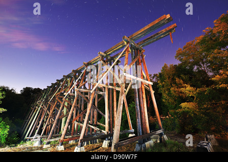 Train abandonné tréteaux, un point de repère local à Athènes, Géorgie, USA Banque D'Images