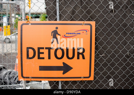 Signe de la construction de détour Banque D'Images