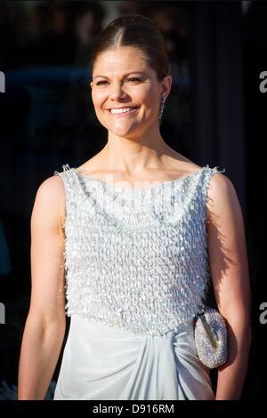 Stockholm, Suède, 7 juin 2013. La princesse Victoria arrive pour un dîner privé avant le mariage de la princesse suédoise Madeleine au Grand Hôtel, à Stockholm, Suède, 07 juin 2013. Dpa : Crédit photo alliance/Alamy Live News Banque D'Images