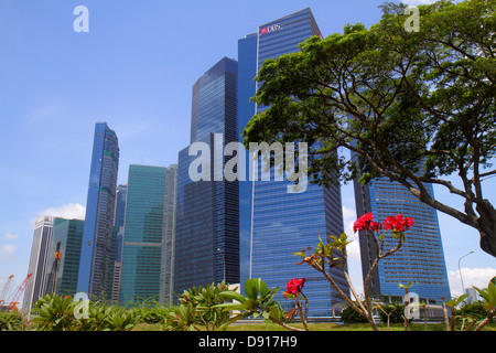 Ville de Singapour, quartier financier, gratte-ciel, sous construction d'un nouveau bâtiment de chantier, bâtiments, Marina Bay Financial Center Office Tower, Banque D'Images