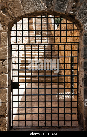 Fermé la porte en fer forgé dans un ancien bâtiment Banque D'Images