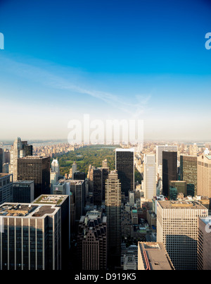 Vue aérienne de la ville de New York - vers le nord Banque D'Images