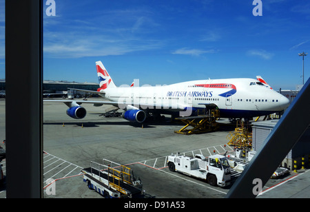 Boeing 747 de British Airways à l'aéroport de Heathrow, Londres, Angleterre, Royaume-Uni Banque D'Images