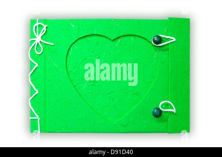 Livre vert blanc isolé sur fond blanc avec l'exemplaire de l'espace. Banque D'Images