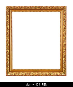 Antique Gold frame isolé sur fond blanc. Banque D'Images